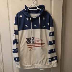 Patriotic USA Flag Hoodie - "Jesus Christ / In God We Trust" - Size L-XL​